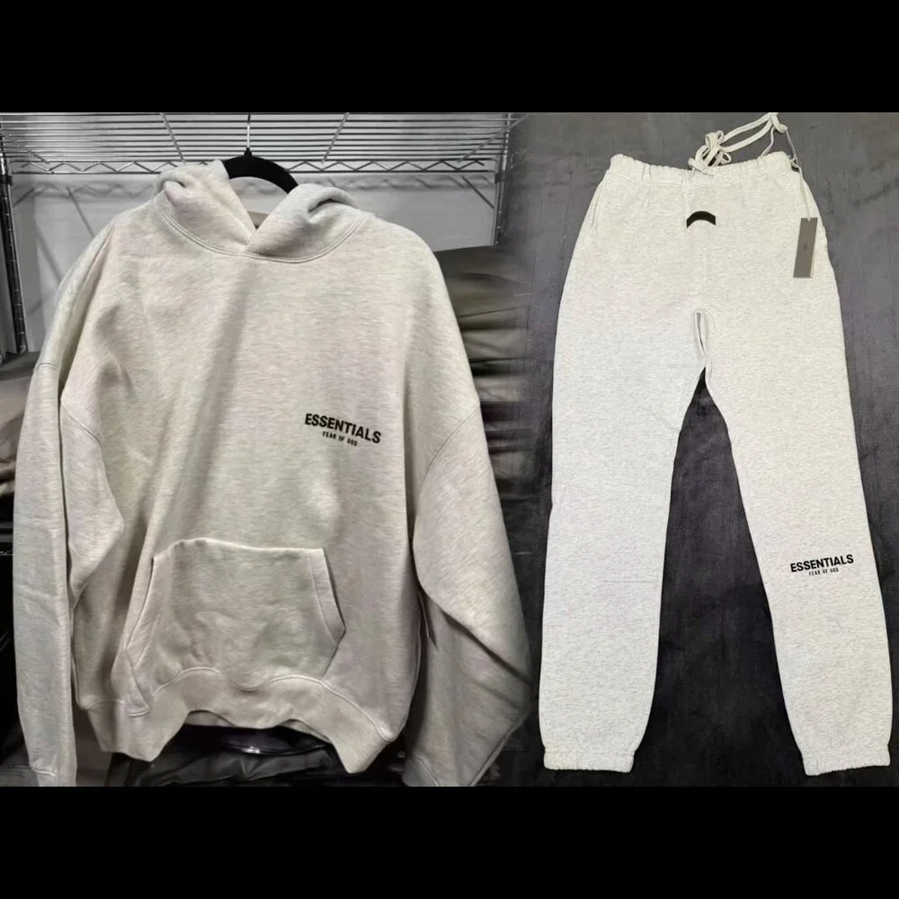 Combo Set Fear of God Essentials Light Oat Hoodie & Sweatpants BNWT Authentic ✅ - Picture 1 of 11